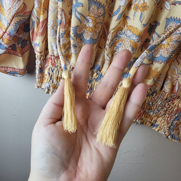 Rachel Zoe Orange Bohemian Floral Cropped Blouse - Picture 8 of 8